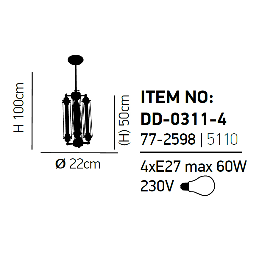 Φωτιστικό Οροφής Πολύφωτο Homelighting Toro 77-2598 Black Home Φωτιστικά Spitishop