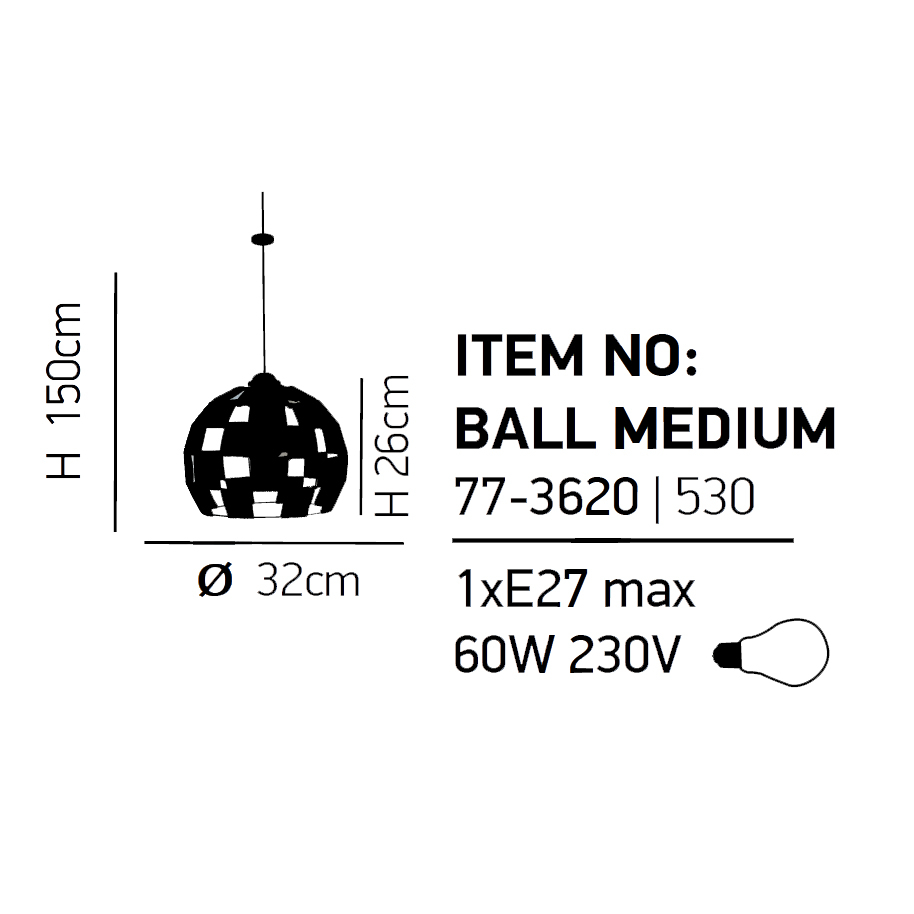 Φωτιστικό Οροφής Μονόφωτο Homelighting Ball Show 77-3620 Black Rope Home Φωτιστικά Spitishop