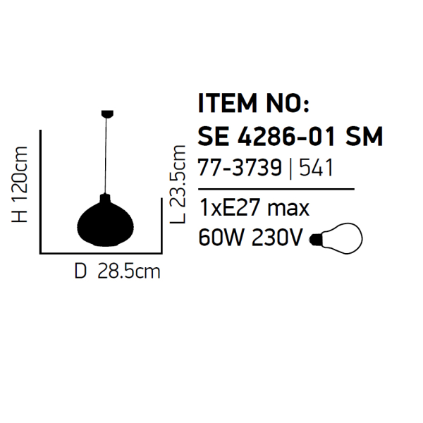 Φωτιστικό Οροφής Μονόφωτο Homelighting Ilenia 77-3739 Smoke Glass