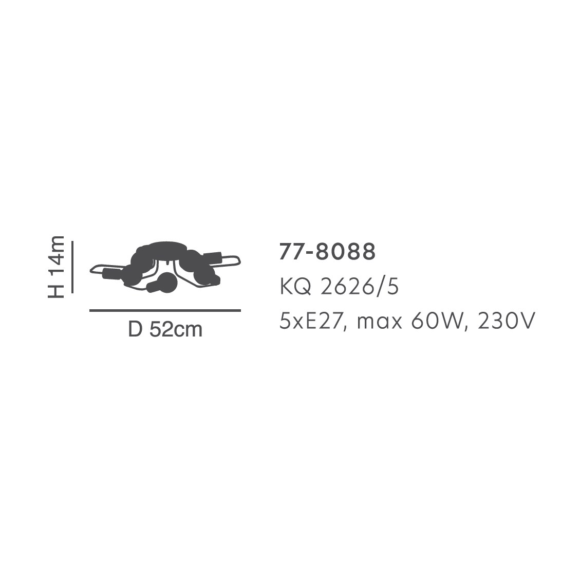 Φωτιστικό Οροφής Πολύφωτο Homelighting Shevy 77-8088 Nickel Home Φωτιστικά Spitishop