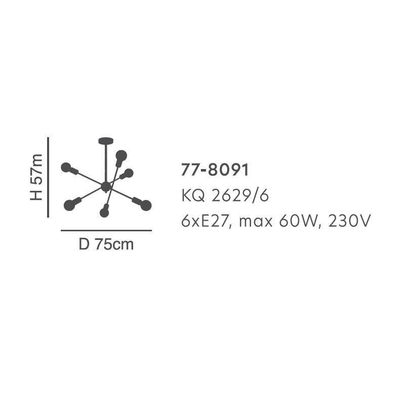 Φωτιστικό Οροφής Πολύφωτο Homelighting Gwen 77-8091 Black Home Φωτιστικά Spitishop