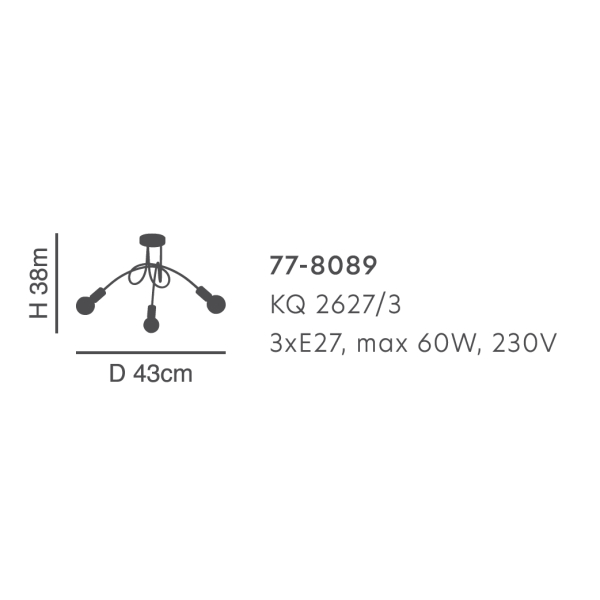 Φωτιστικό Οροφής Τρίφωτο Homelighting Quirky 77-8089 Bronze