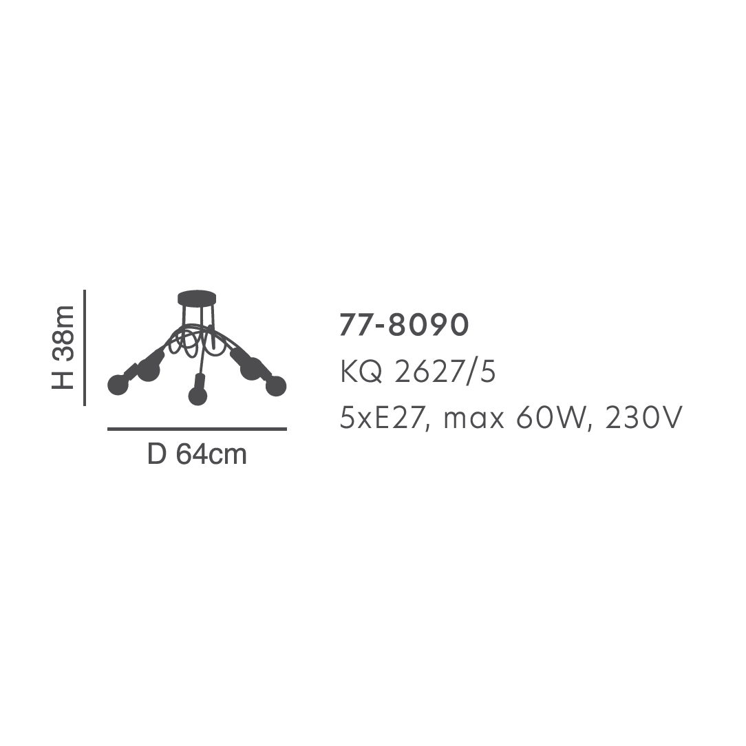 Φωτιστικό Οροφής Πολύφωτο Homelighting Quirky 77-8090 Bronze Home Φωτιστικά Spitishop