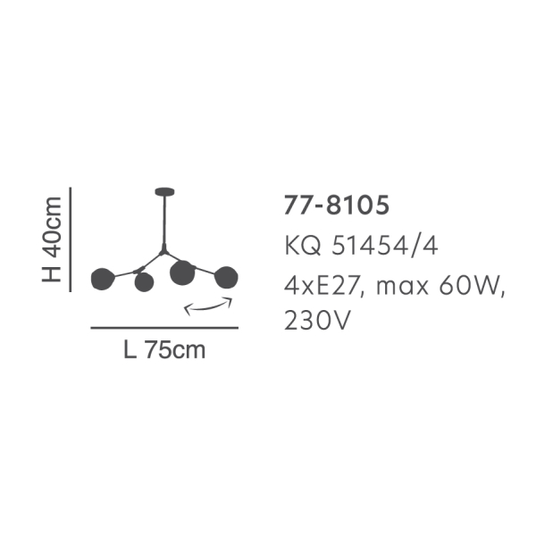 Φωτιστικό Οροφής Πολύφωτο Homelighting Conelly 77-8105 Brass