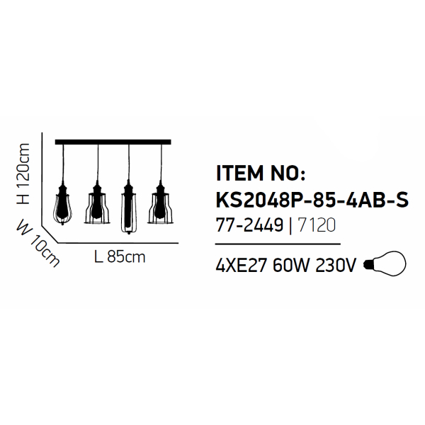 Φωτιστικό Οροφής Πολύφωτο Homelighting Magnum Syrma 77-2449 Bronze