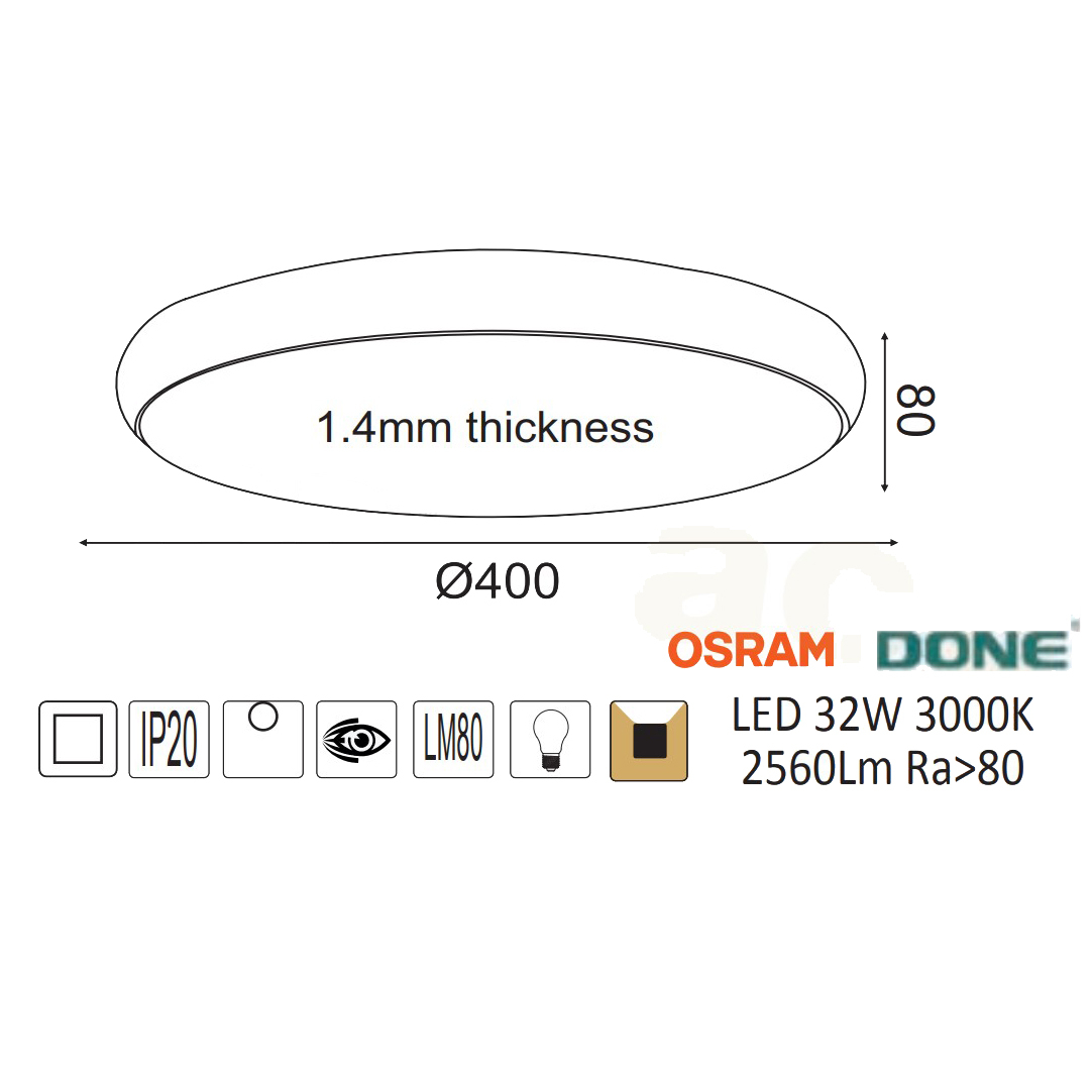 Φωτιστικό Πλαφονιέρα Led Aca Kallista V27Ledc40Bk Black Home Φωτιστικά Οροφής Spitishop