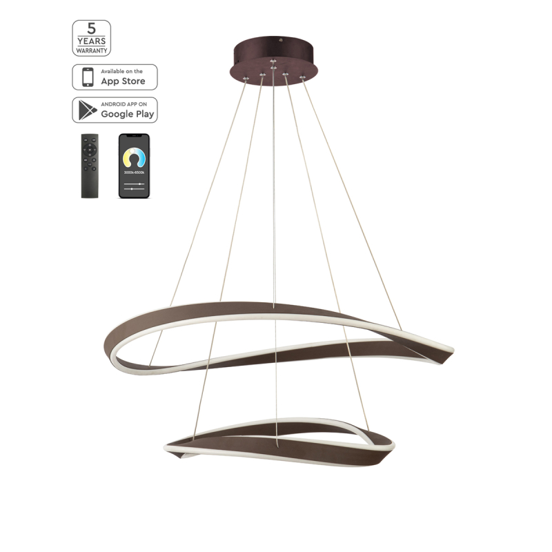 Φωτιστικό Οροφής LED Dimmable Smart WiFi Homelighting Mateo 77-8129 Coffee
