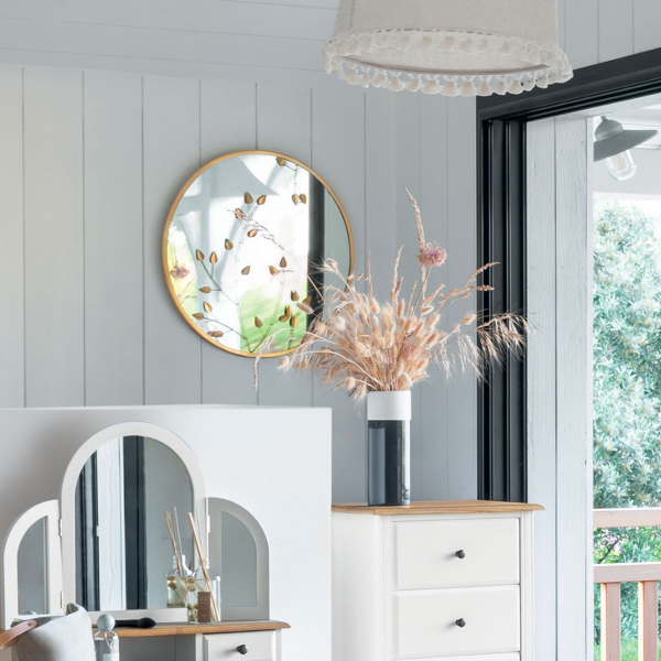 Διακοσμητικός Καθρέφτης Τοίχου (Φ58) A-S Leaves Gold 182049