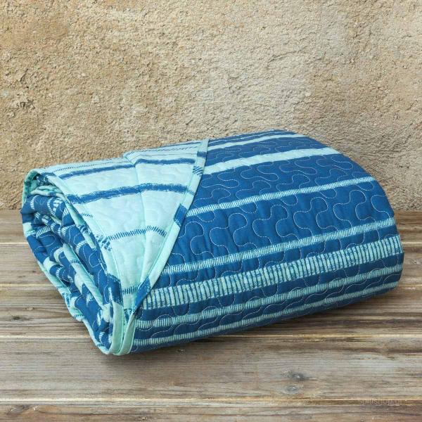 Κουβερλί Υπέρδιπλο (220x245) 2 Όψεων Kocoon Kilim Blue