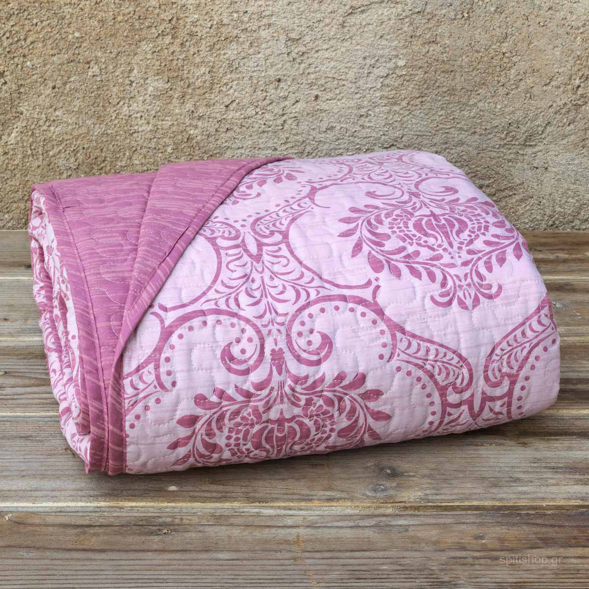 Κουβερλί Μονό (160X245) 2 Όψεων Kocoon Victoria Pink Home Λευκά Είδη Κρεβατοκάμαρας Μονά Spitishop