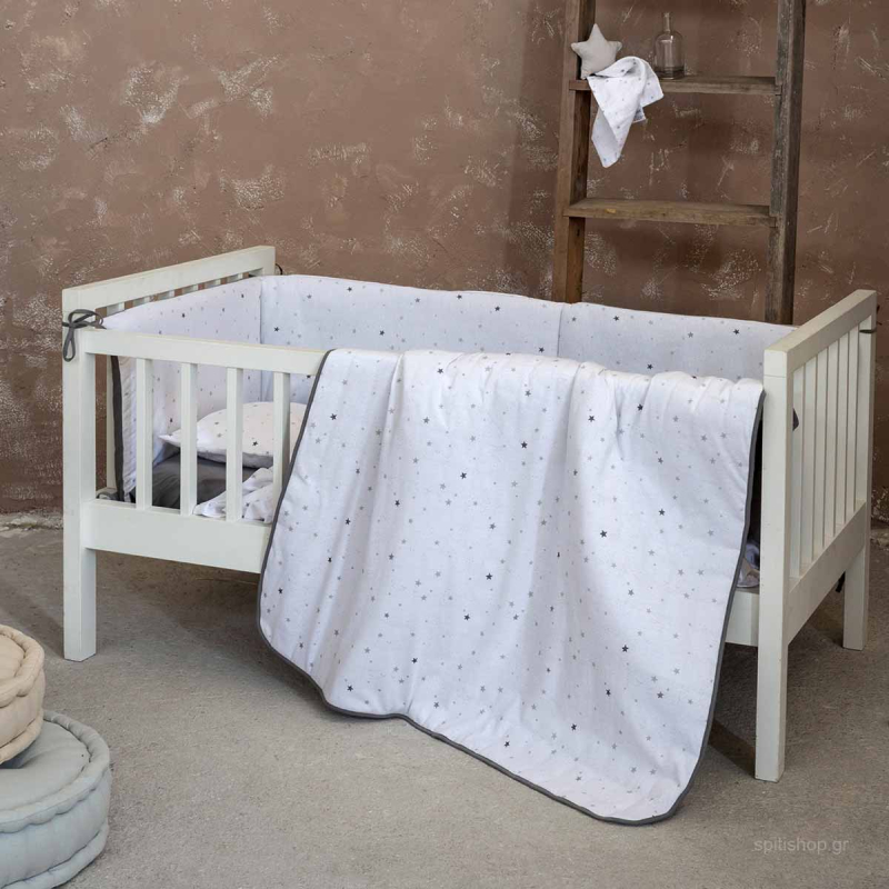 Κουβερλί Μακό Κούνιας (100x140) 2 Όψεων Nima Baby Nene Grey
