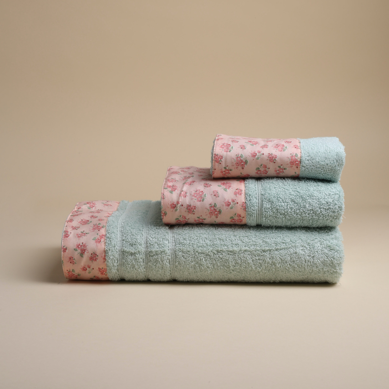 Πετσέτες Μπάνιου (Σετ 3τμχ) White Fabric Botanical Mint 500gsm