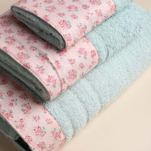 Πετσέτες Μπάνιου (Σετ 3τμχ) White Fabric Botanical Mint 500gsm