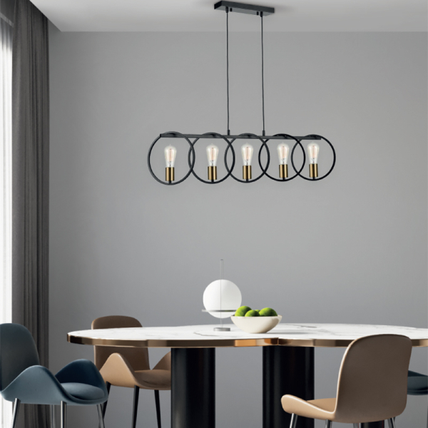 Φωτιστικό Οροφής Πολύφωτο Homelighting Hoop 77-8176 Black/Brass