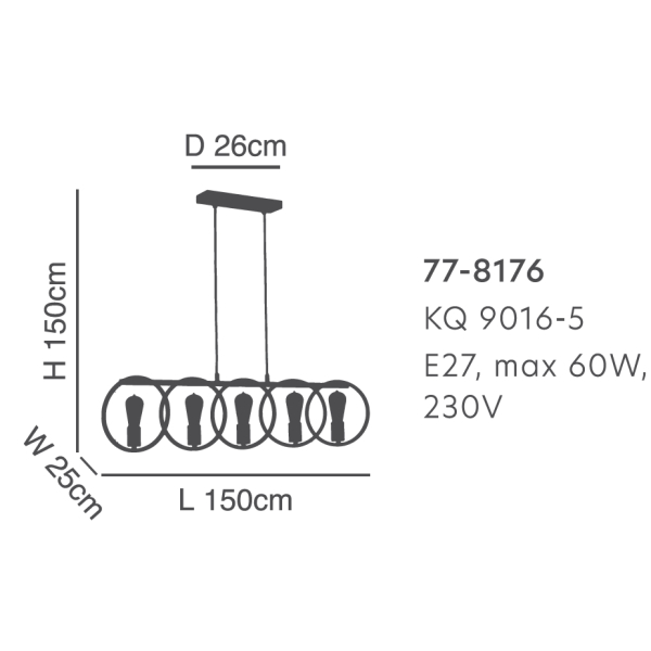 Φωτιστικό Οροφής Πολύφωτο Homelighting Hoop 77-8176 Black/Brass