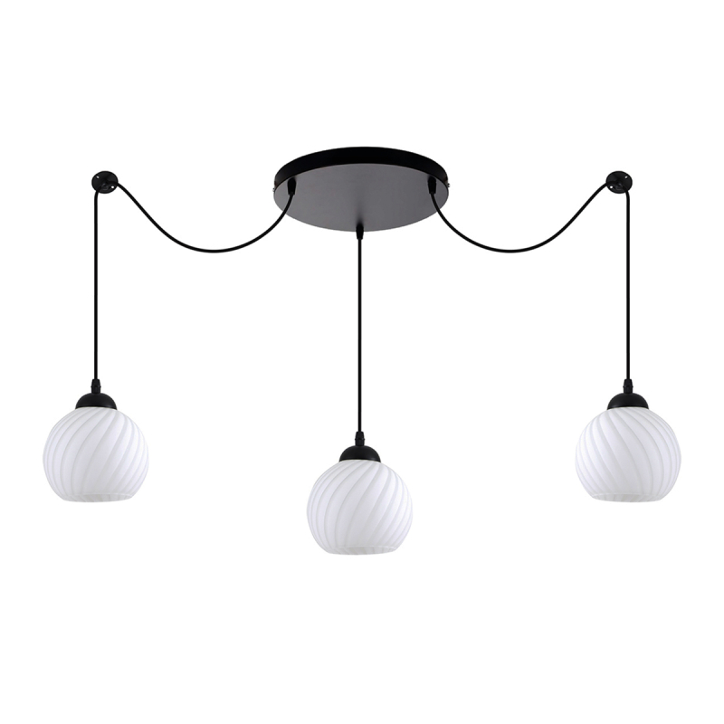 Φωτιστικό Οροφής Τρίφωτο Homelighting Swirl 77-8199 White/Black