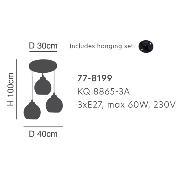 Φωτιστικό Οροφής Τρίφωτο Homelighting Swirl 77-8199 White/Black