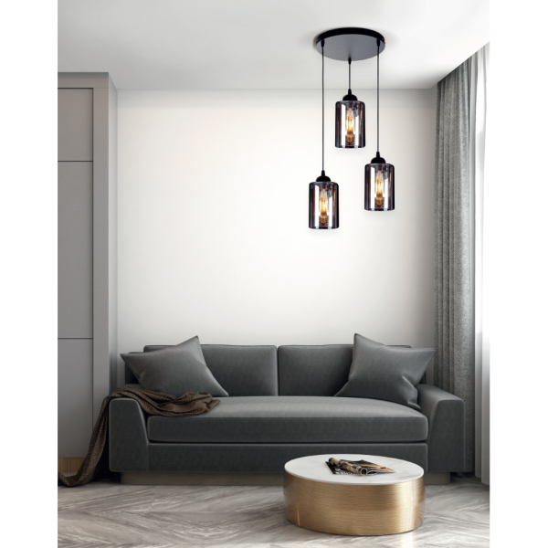 Φωτιστικό Οροφής Τρίφωτο Homelighting Smog 77-8202 White/Black