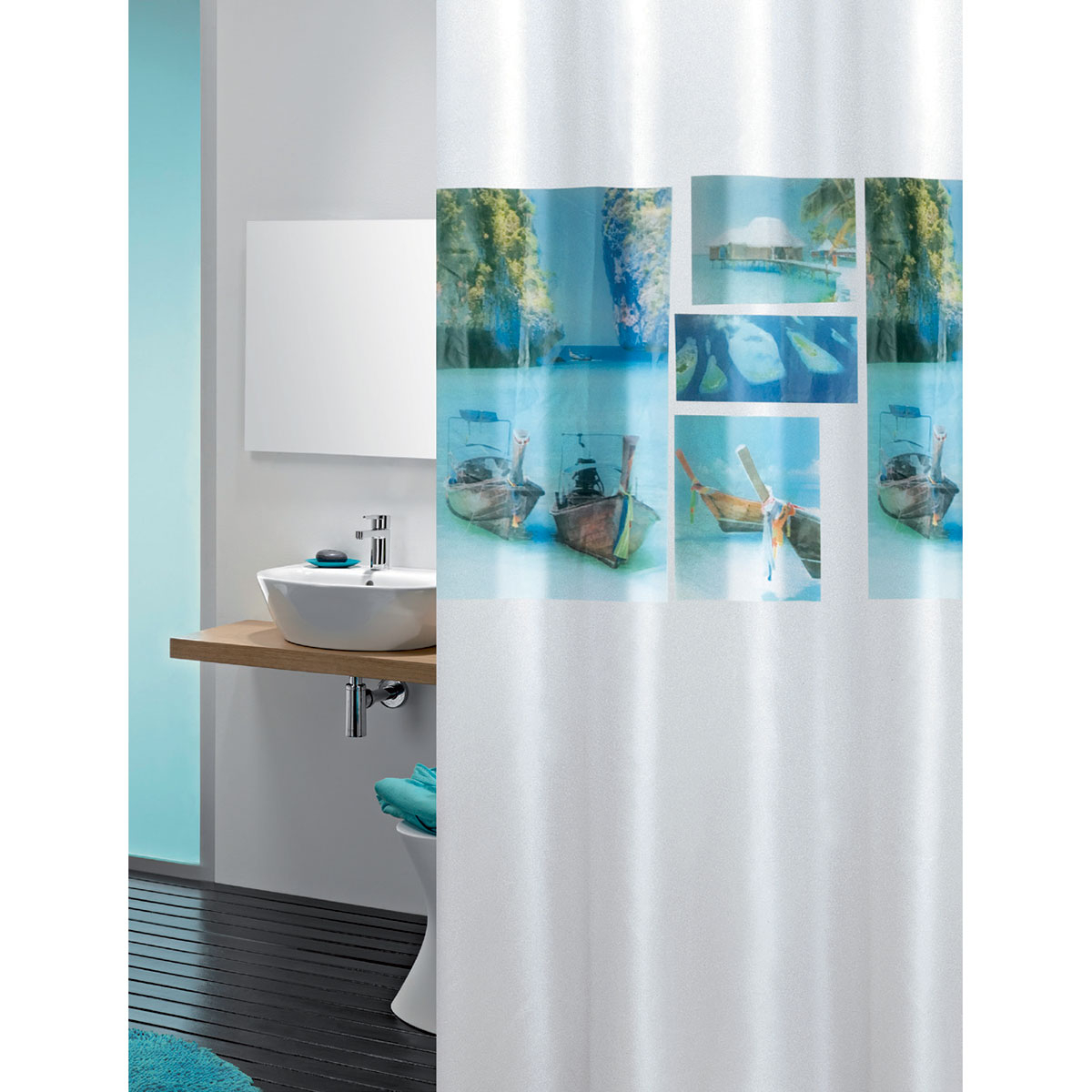 Κουρτίνα Μπάνιου Πλαστική (180×200) Με Κρίκους Joy Bath Beach