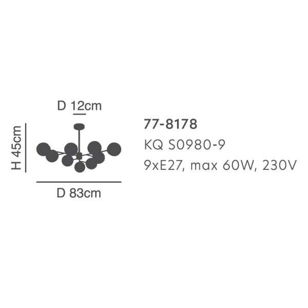 Φωτιστικό Οροφής Πολύφωτο Homelighting Nervo 77-8178 Gold
