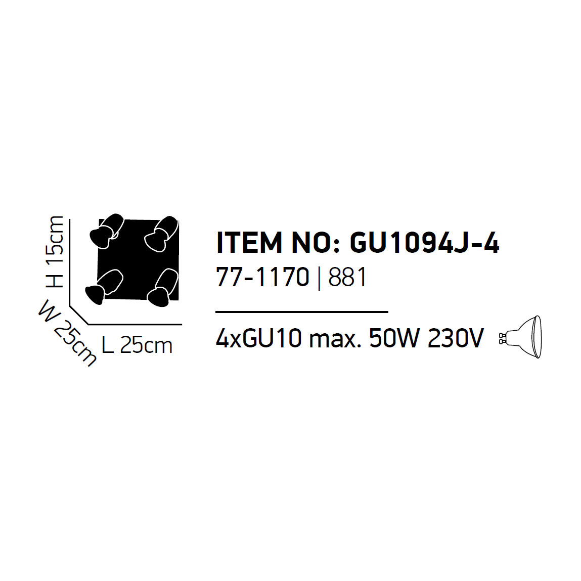 Σποτ Πολύφωτο Homelighting Simple 77-1170 Chrome Home Φωτιστικά Οροφής - Τοίχου Spitishop