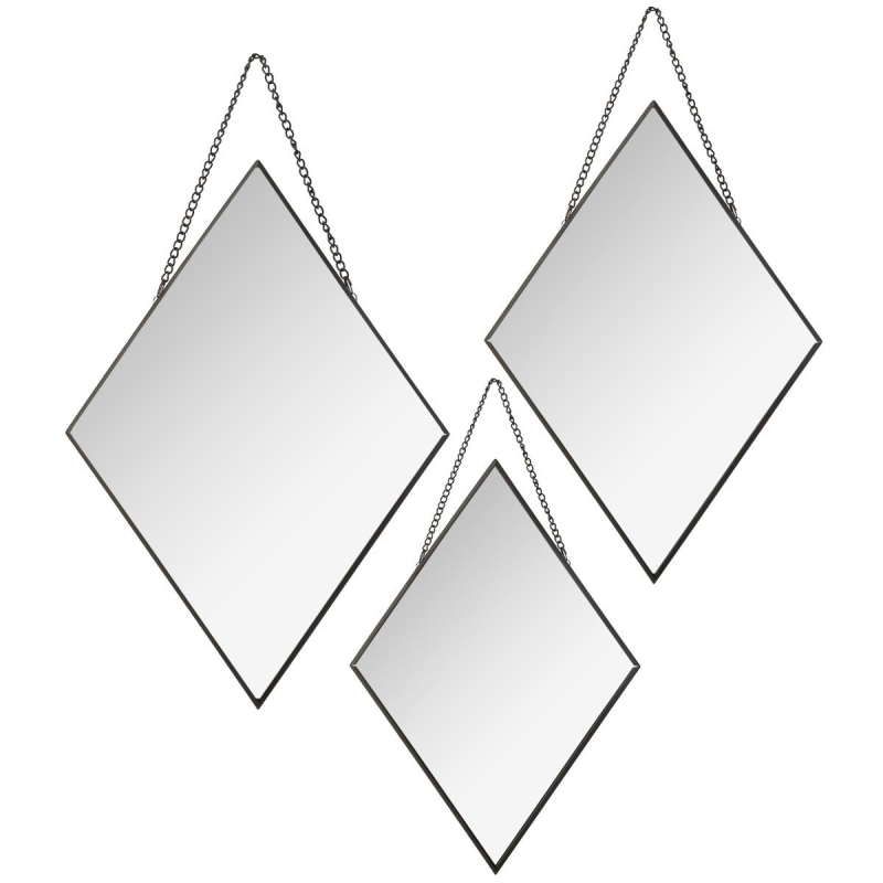 Διακοσμητικοί Καθρέφτες Τοίχου (Σετ 3τμχ) A-S Diamond Black 158119