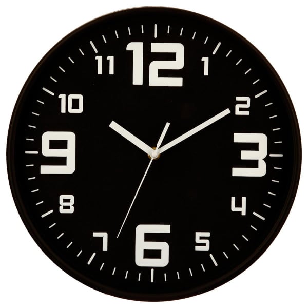 Ρολόι Τοίχου (Φ30) Αθόρυβο A-S Black 114555G