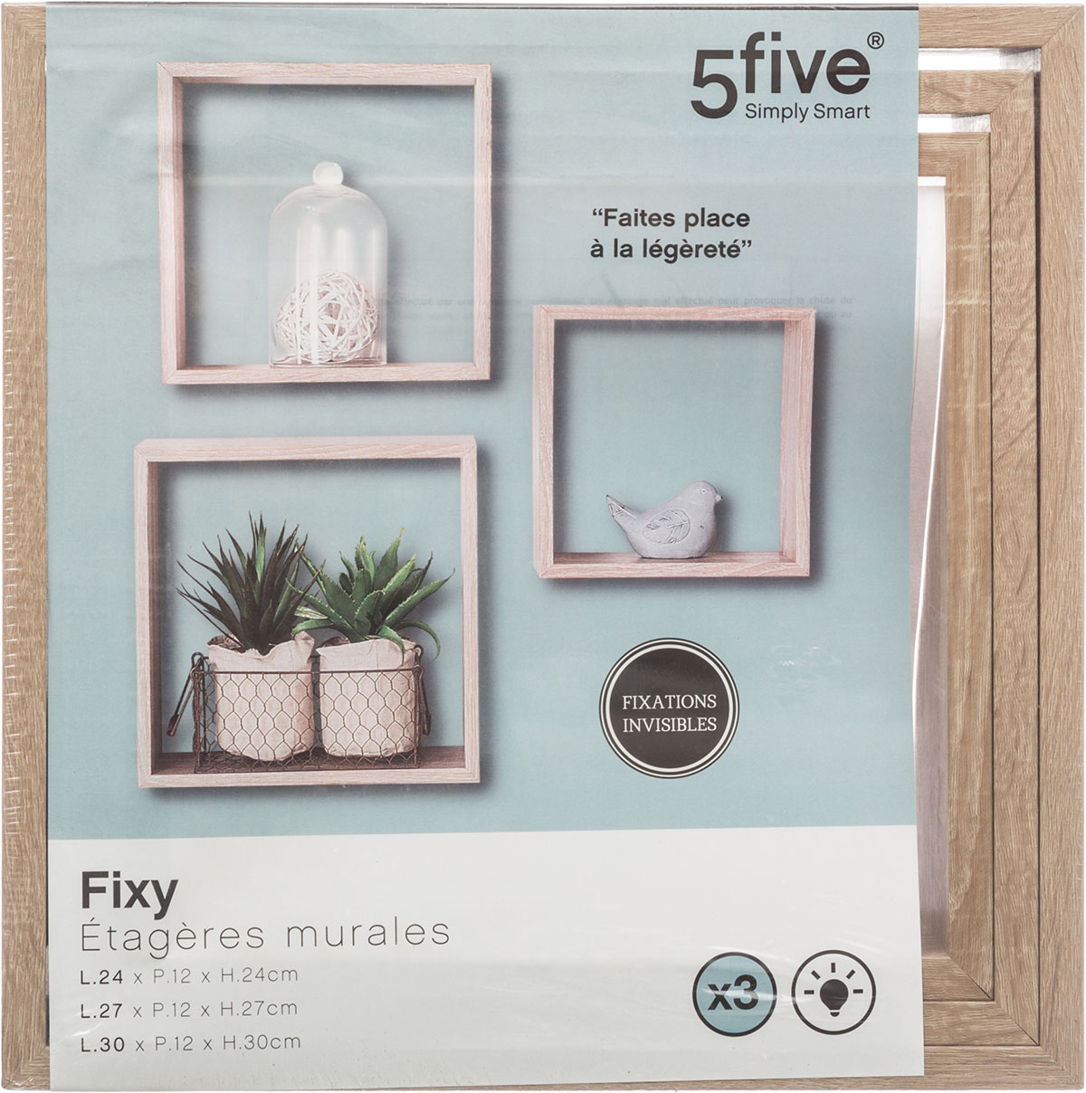 Ράφια Τοίχου (Σετ 3Τμχ) F-V Cube Natural 138957C Home Οργάνωση & Αποθήκευση Spitishop