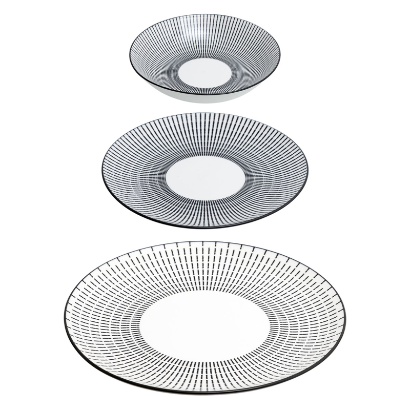 Σετ Πιάτα 18τμχ S-D Lunis Black 154672