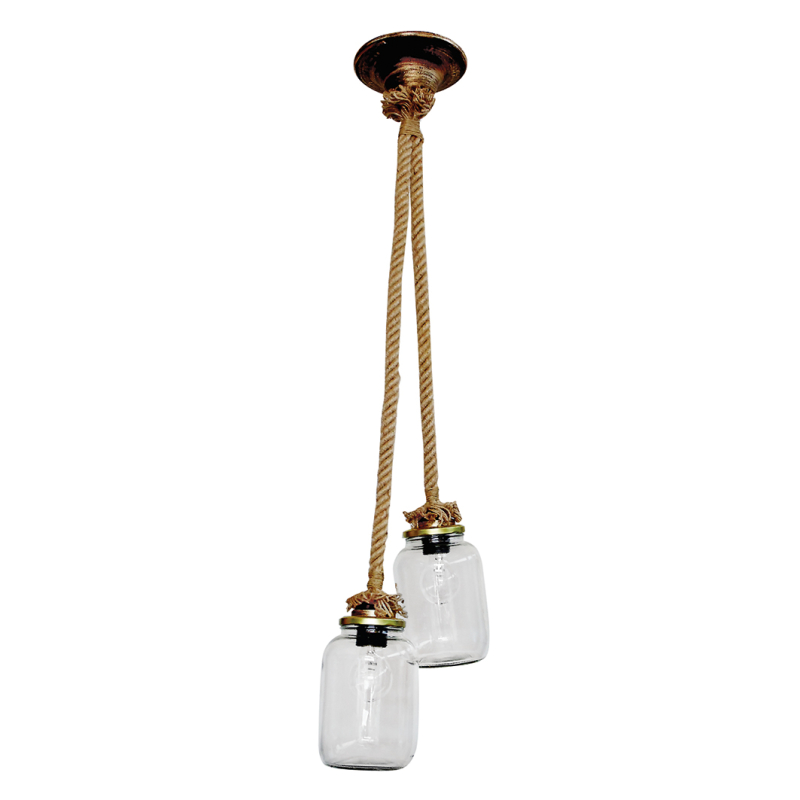 Φωτιστικό Οροφής Δίφωτο Heronia Vase 31-0085 Rope/Bronze