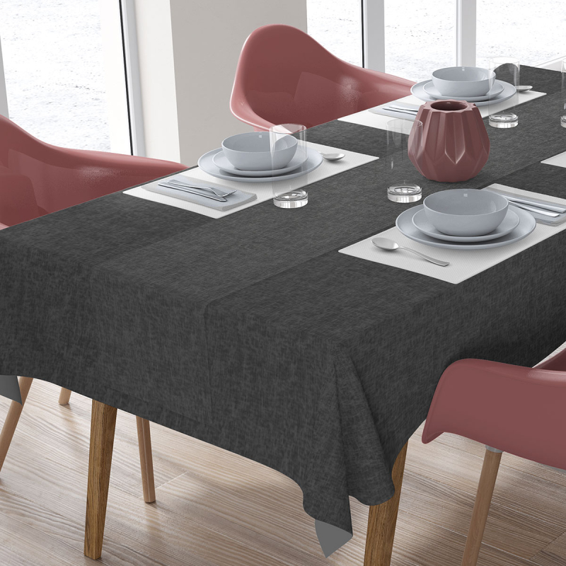 Αλέκιαστο Τραπεζομάντηλο (140x140) + Τραβέρσα (40x140) Dimcol Panama Dark Grey