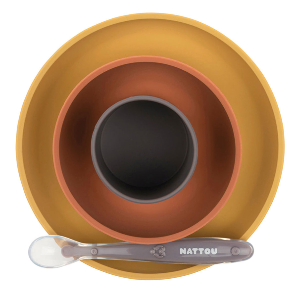 Παιδικό Σετ Φαγητού 4τμχ Nattou Silicon Ώχρα Ν877015