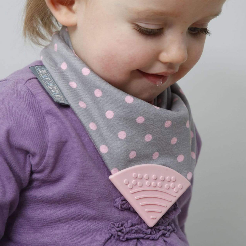 Σαλιάρα - Μπαντάνα Με Μασητικό 2-24 Μηνών Cheeky Chompers Polka Pink