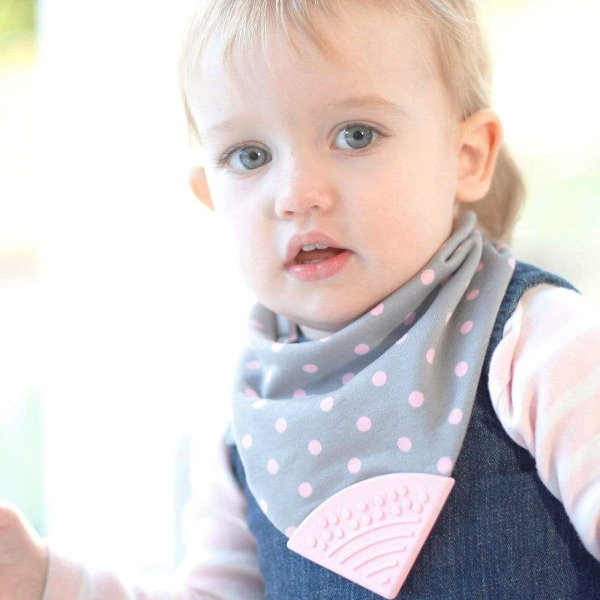 Σαλιάρα - Μπαντάνα Με Μασητικό 2-24 Μηνών Cheeky Chompers Polka Pink