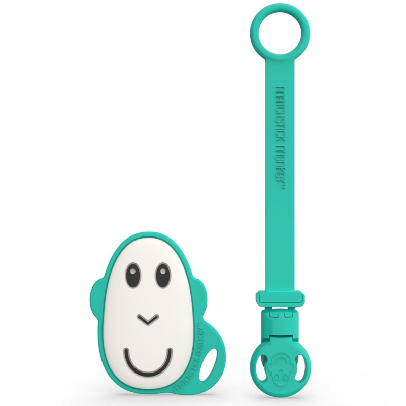 Μασητικό Με Κλιπ (Σετ) Matchstick Monkey Soother Clip  & Flat Monkey Teether Green