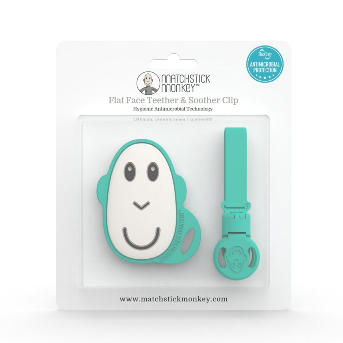Μασητικό Με Κλιπ (Σετ) Matchstick Monkey Soother Clip & Flat Monkey Teether Green φωτογραφία