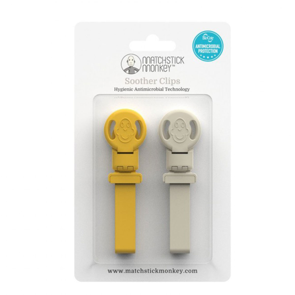 Κλιπ Πιπίλας/Μασητικού (Σετ 2τμχ) Matchstick Monkey Double Soother Clip Lion & Giraffe