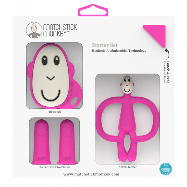 Σετ Περιποίησης Δοντιών Matchstick Monkey Teething Starter Set Pink