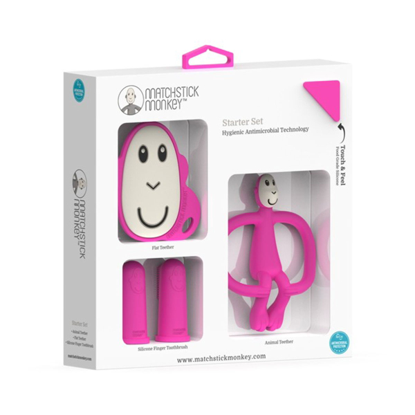Σετ Περιποίησης Δοντιών Matchstick Monkey Teething Starter Set Pink