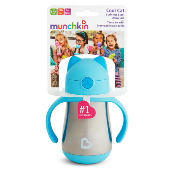 Παγούρι - Θερμός 237ml Με Καλαμάκι Munchkin Cool Cat Blue