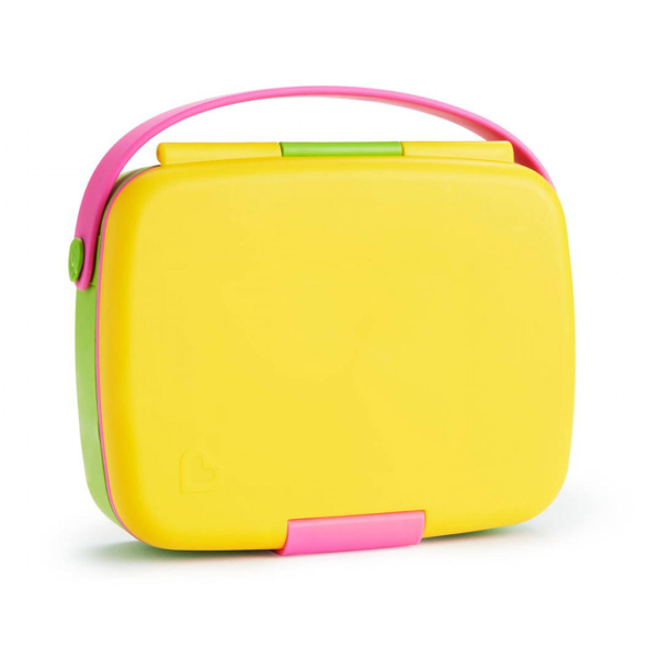 Φαγητοδοχείο Με Χωρίσματα & Κουτάλι & Πιρούνι (Σετ) Munchkin Bento Box Yellow/Pink