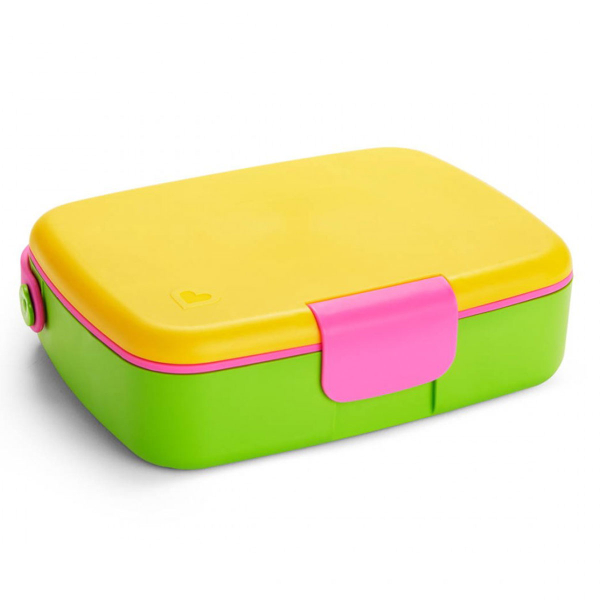 Φαγητοδοχείο Με Χωρίσματα & Κουτάλι & Πιρούνι (Σετ) Munchkin Bento Box Yellow/Pink