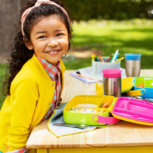 Φαγητοδοχείο Με Χωρίσματα & Κουτάλι & Πιρούνι (Σετ) Munchkin Bento Box Yellow/Pink