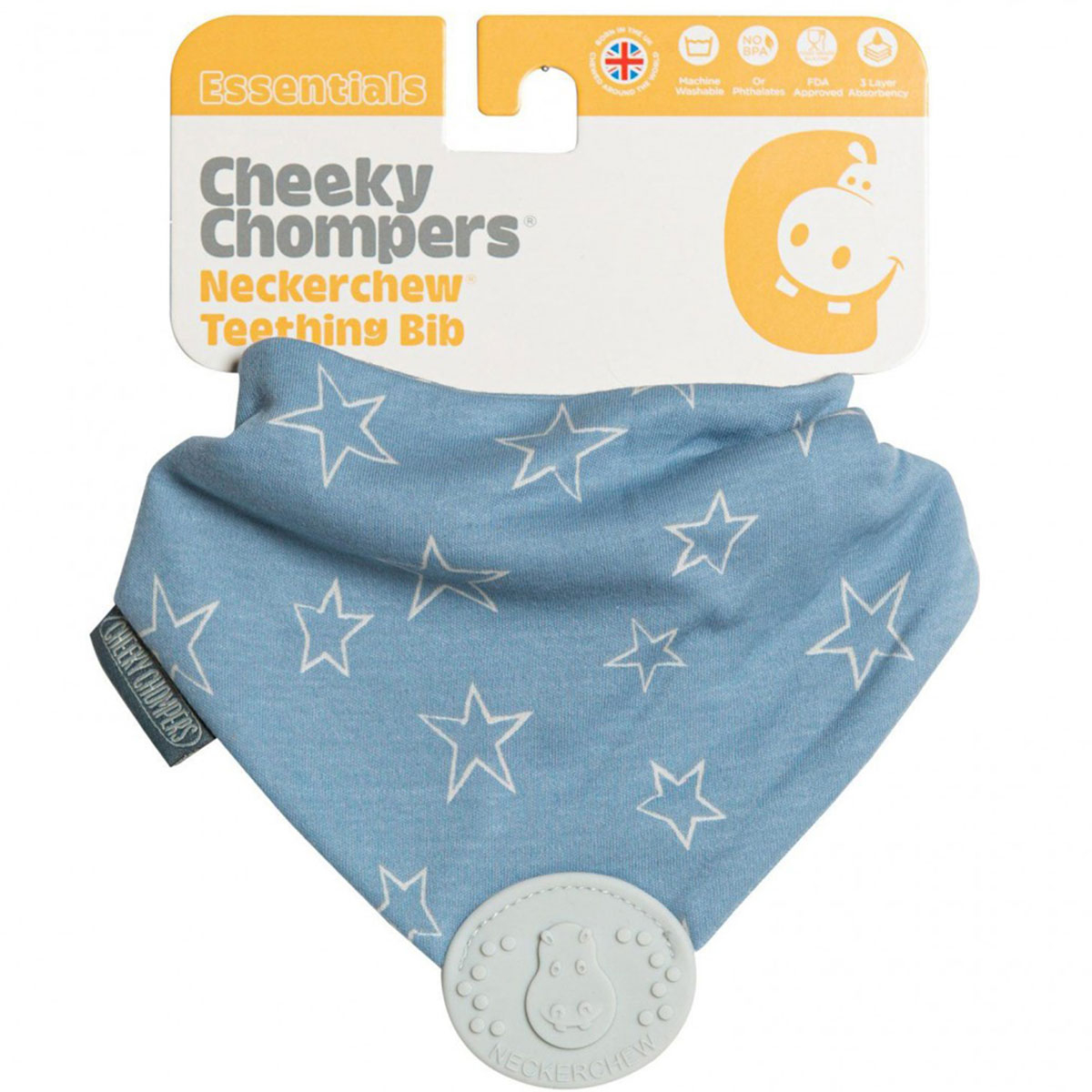 Σαλιάρα - Μπαντάνα Με Μασητικό 2-24 Μηνών Cheeky Chompers Denim Stars φωτογραφία