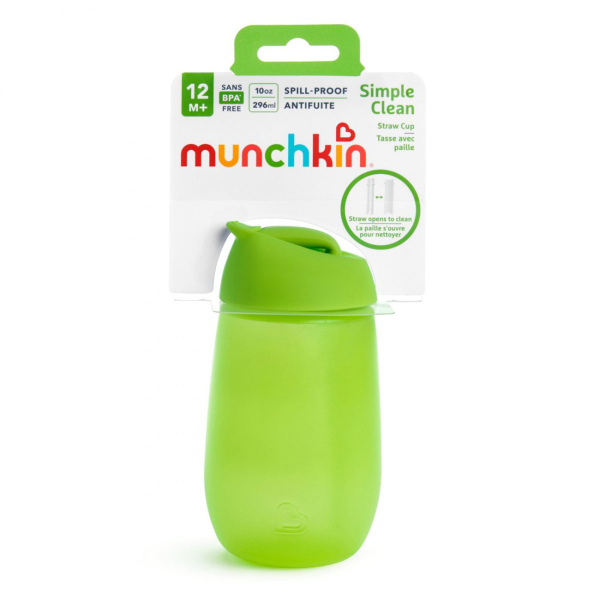 Παγούρι 296ml Με Καλαμάκι Munchkin Simple Clean Straw Cup Green