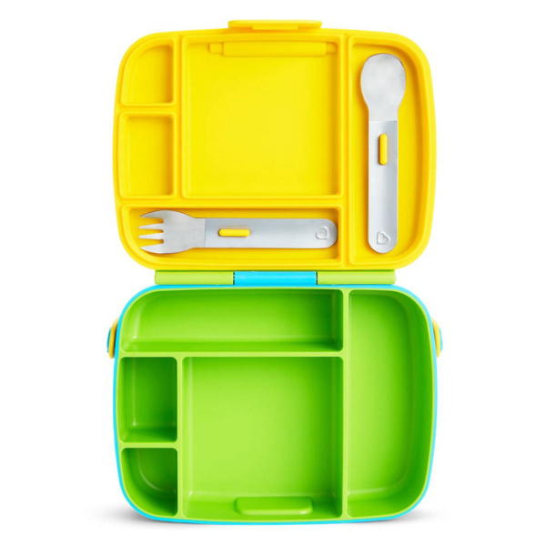 Φαγητοδοχείο Με Χωρίσματα & Κουτάλι & Πιρούνι (Σετ) Munchkin Bento Box Green/Blue