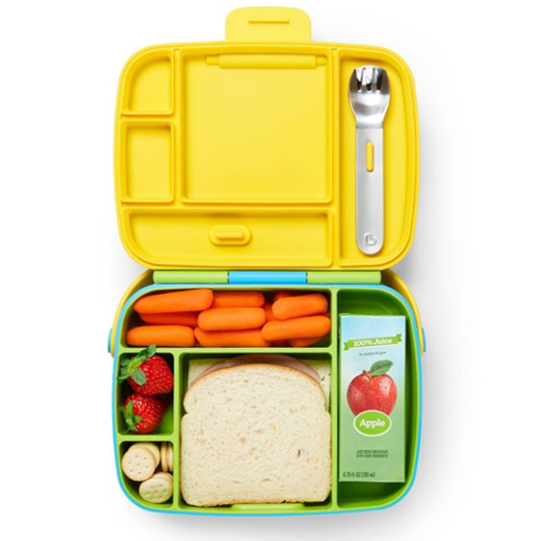 Φαγητοδοχείο Με Χωρίσματα & Κουτάλι & Πιρούνι (Σετ) Munchkin Bento Box Green/Blue