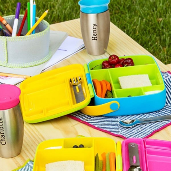 Φαγητοδοχείο Με Χωρίσματα & Κουτάλι & Πιρούνι (Σετ) Munchkin Bento Box Green/Blue