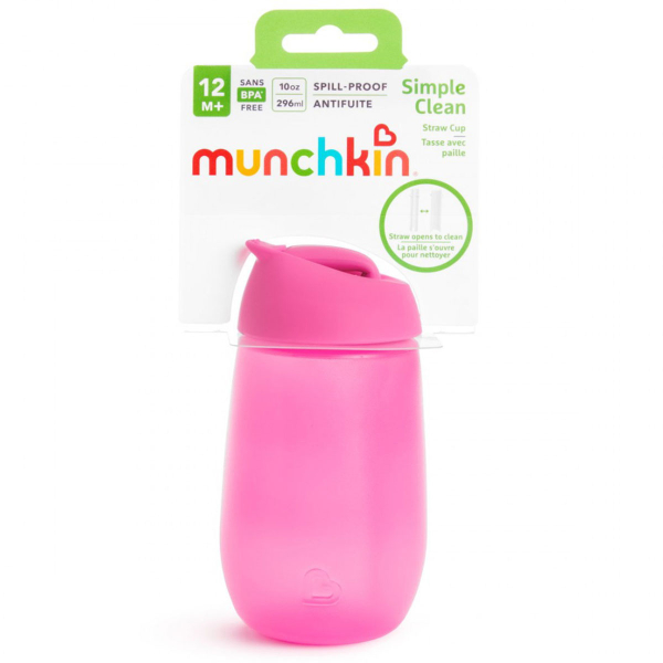 Παγούρι 296ml Με Καλαμάκι Munchkin Simple Clean Straw Cup Pink