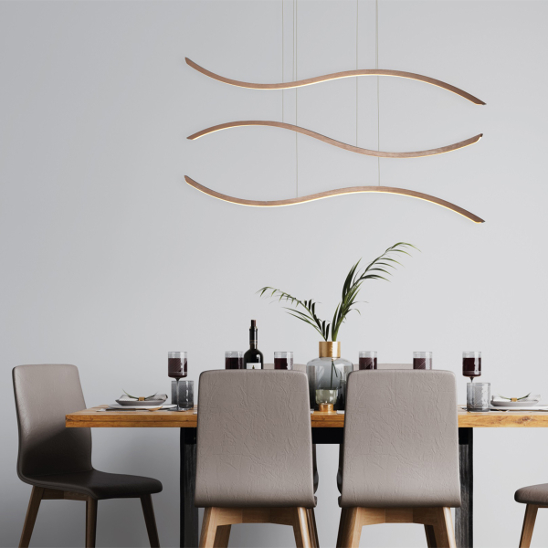 Φωτιστικό Οροφής Τρίφωτο LED Dimmable Homelighting Waves 77-8130 Coffee